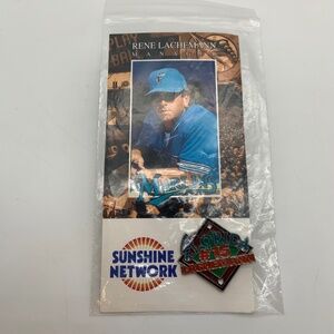 Vintage Florida Marlins Rene Lachemann #15 Manager Baseball MLB Pin and Card